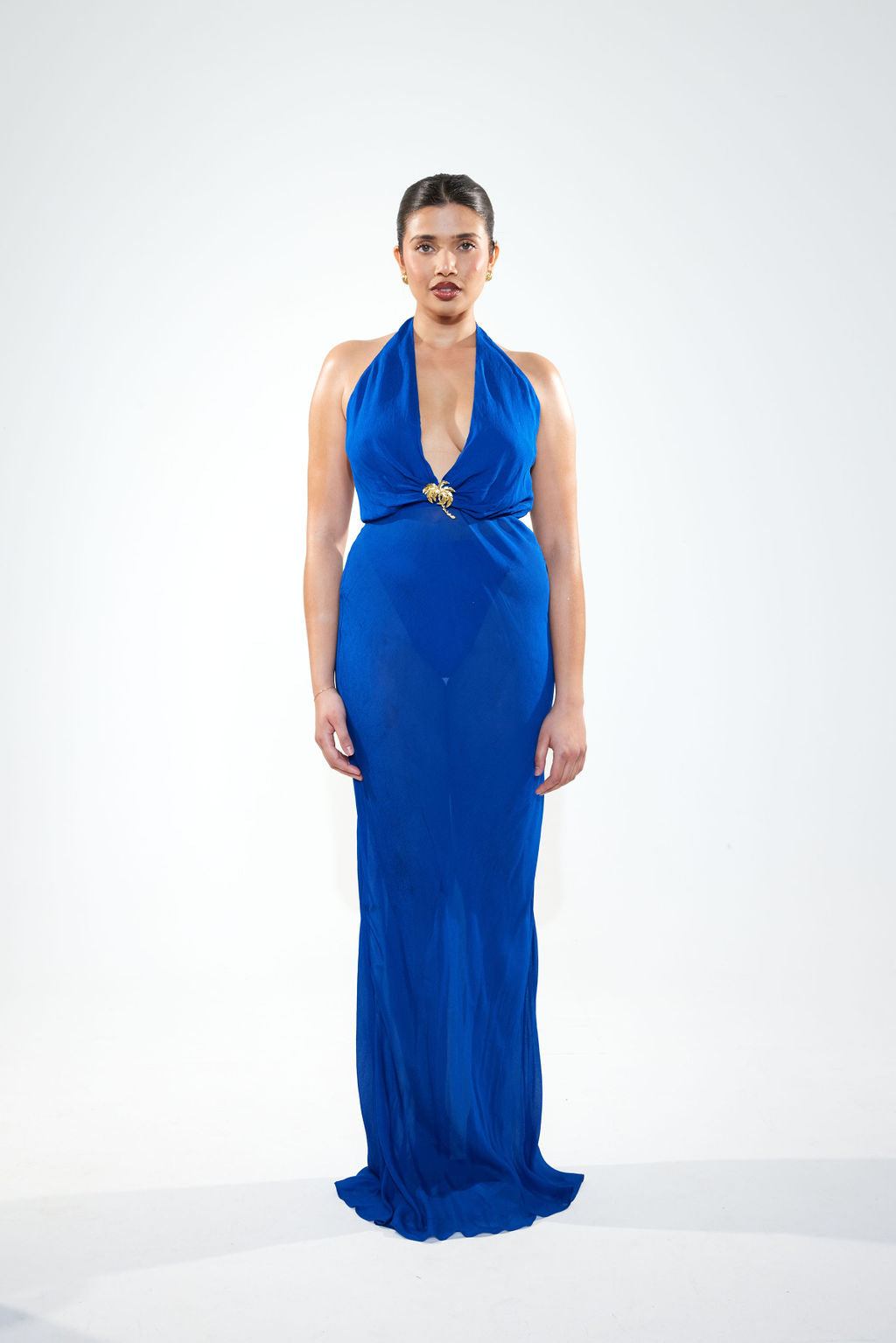 La Noche Halter Dress || Azure