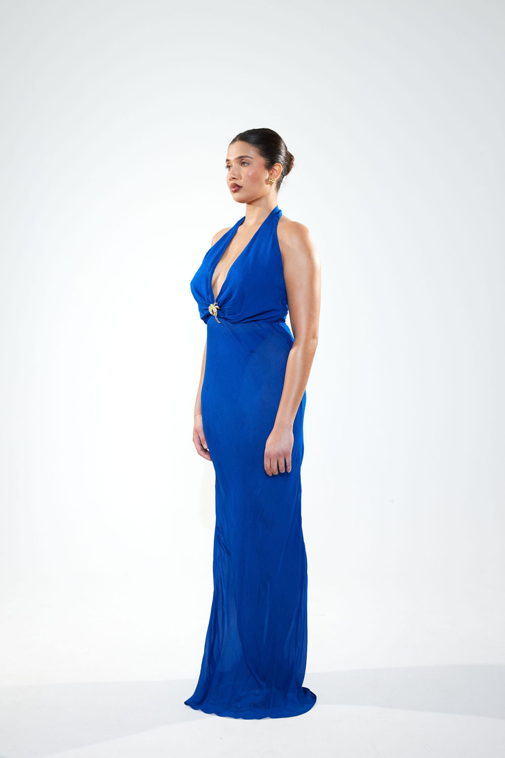 La Noche Halter Dress || Azure